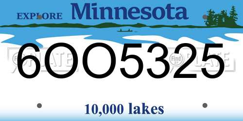 6OO5325 Minnesota License Plate