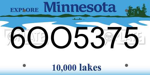 6OO5375 Minnesota License Plate