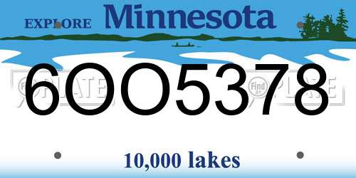 6OO5378 Minnesota License Plate