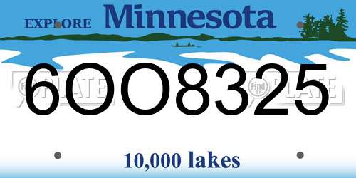 6OO8325 Minnesota License Plate