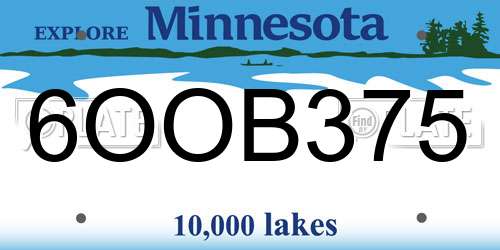 6OOB375 Minnesota License Plate