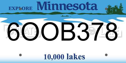 6OOB378 Minnesota License Plate