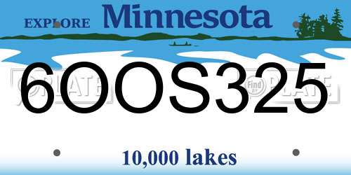6OOS325 Minnesota License Plate