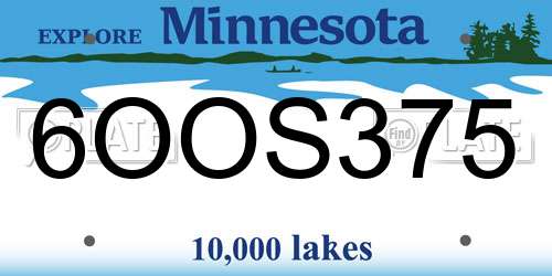 6OOS375 Minnesota License Plate