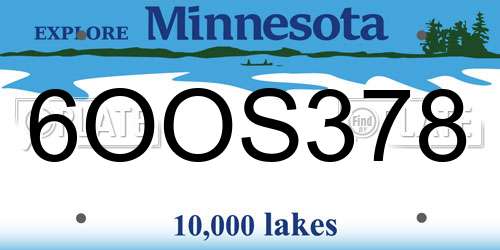 6OOS378 Minnesota License Plate