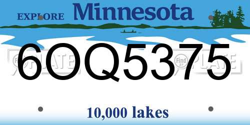 6OQ5375 Minnesota License Plate