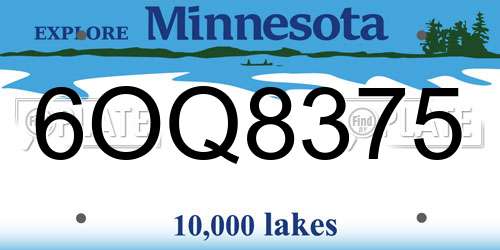 6OQ8375 Minnesota License Plate