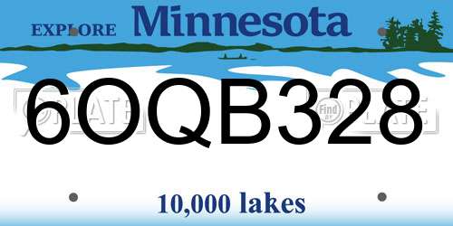 6OQB328 Minnesota License Plate