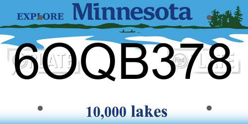6OQB378 Minnesota License Plate