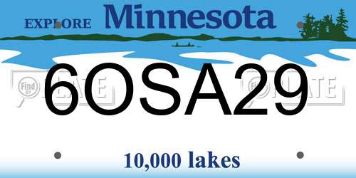 6OSA29 Minnesota License Plate