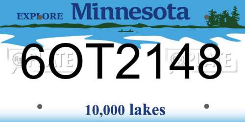 6OT2148 Minnesota License Plate