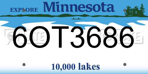 6OT3686 Minnesota License Plate