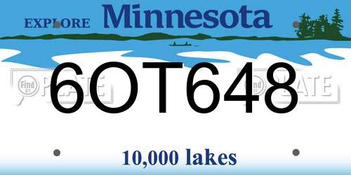 6OT648 Minnesota License Plate