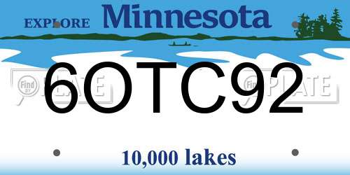 6OTC92 Minnesota License Plate