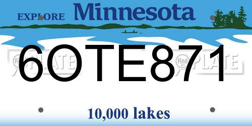6OTE871 Minnesota License Plate