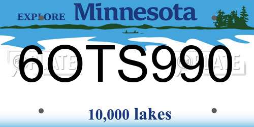 6OTS990 Minnesota License Plate