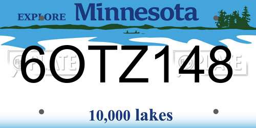 6OTZ148 Minnesota License Plate