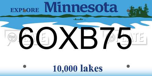 6OXB75 Minnesota License Plate