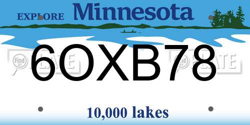 6OXB78 Minnesota License Plate