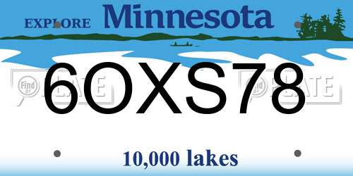 6OXS78 Minnesota License Plate