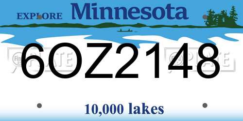 6OZ2148 Minnesota License Plate