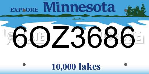 6OZ3686 Minnesota License Plate