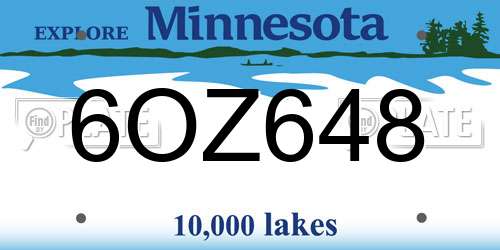 6OZ648 Minnesota License Plate