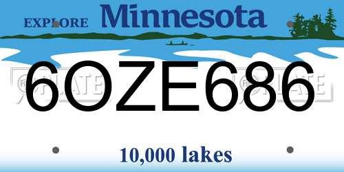 6OZE686 Minnesota License Plate