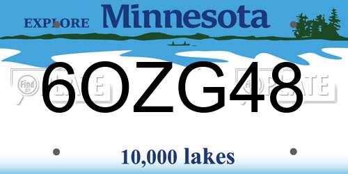 6OZG48 Minnesota License Plate