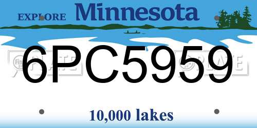 6PC5959 Minnesota License Plate