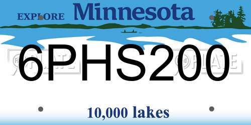6PHS200 Minnesota License Plate