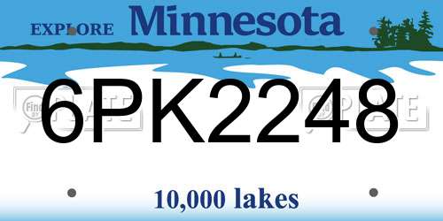6PK2248 Minnesota License Plate