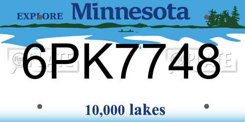 6PK7748 Minnesota License Plate