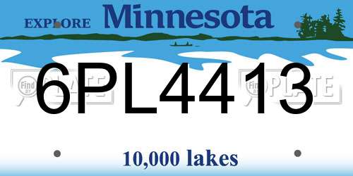 6PL4413 Minnesota License Plate