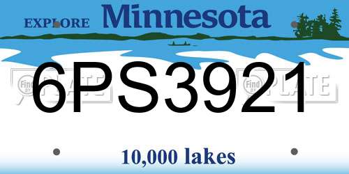 6PS3921 Minnesota License Plate