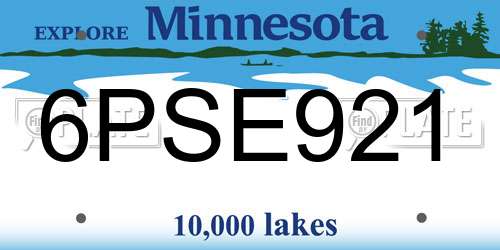 6PSE921 Minnesota License Plate
