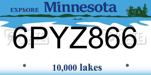 6PYZ866 Minnesota License Plate