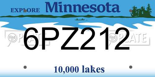 6PZ212 Minnesota License Plate