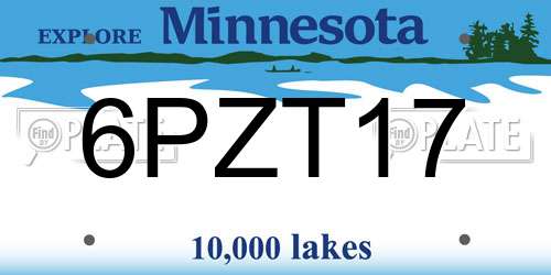 6PZT17 Minnesota License Plate