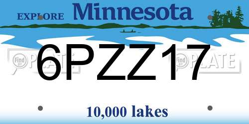 6PZZ17 Minnesota License Plate