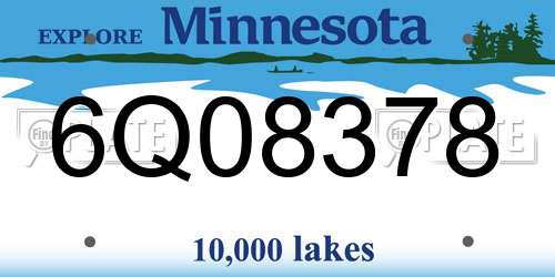6Q08378 Minnesota License Plate