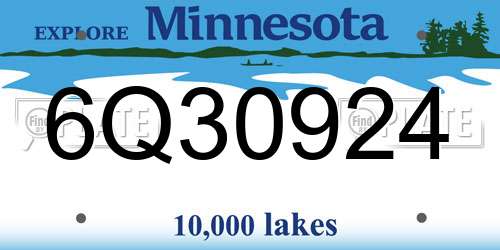 6Q30924 Minnesota License Plate