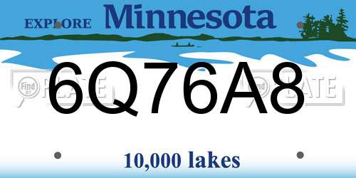6Q76A8 Minnesota License Plate