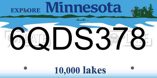 6QDS378 Minnesota License Plate