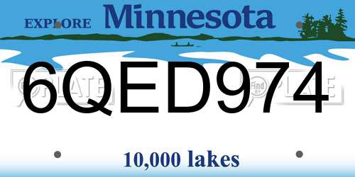 6QED974 Minnesota License Plate