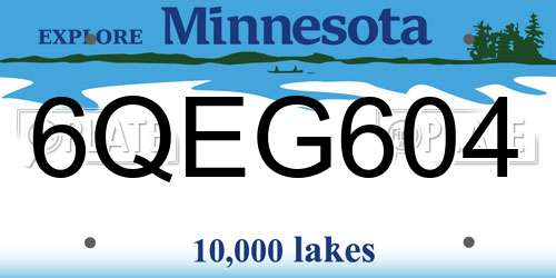 6QEG604 Minnesota License Plate