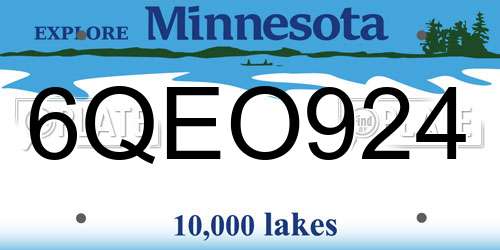 6QEO924 Minnesota License Plate