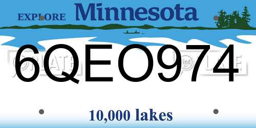 6QEO974 Minnesota License Plate