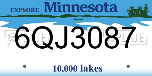 6QJ3087 Minnesota License Plate