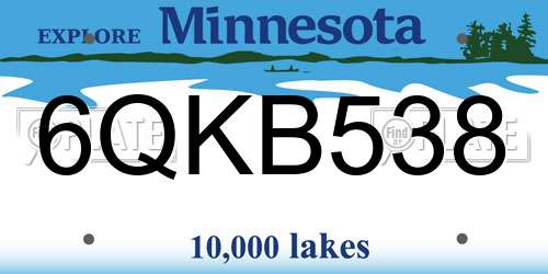 6QKB538 Minnesota License Plate